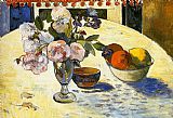 Paul Gauguin Famous Paintings - Flowers in a Fruit Bowl